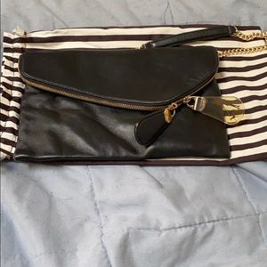 Black leather clutch/shoulder bag